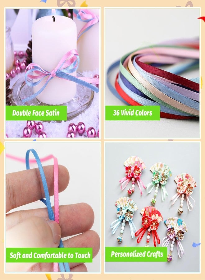 Mlurcu Thin Satin Ribbon 1/8 Inch Assorted Colors Small Fabric Ribbons for Crafts 36 Multi Pack 198 Yards Double Faced Solid Color Rainbow Ribbon for Gift Wrapping Sewing Hair Bows Card Making Wedding Decor - Image 4
